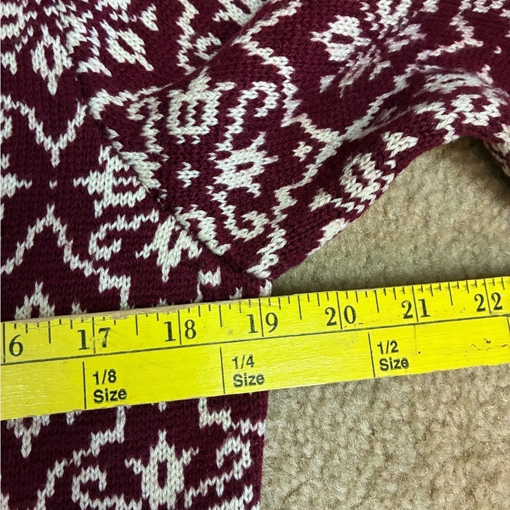 Appleseed's Maroon and White Fair Isle Zip Up Cardigan- PM - Picture 6 of 13